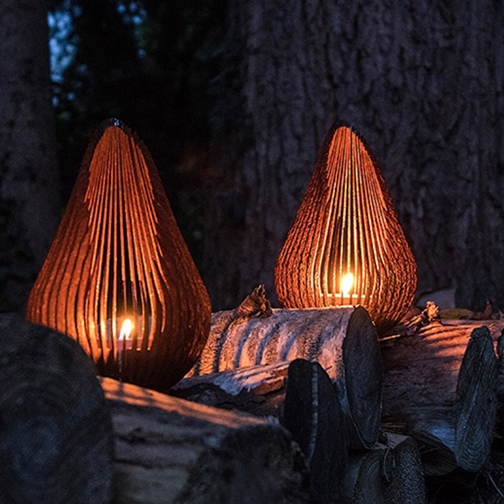 Ray Design waterdruppelvormige buitenvloerlamp, zwart/zilver