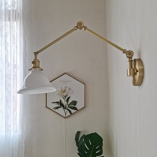 Tiffany Vintage Foldable Wall Lamp, Green/White