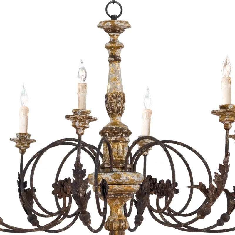 Silva Grand Lustre Créatif Rétro Bois Marron Métal Salon