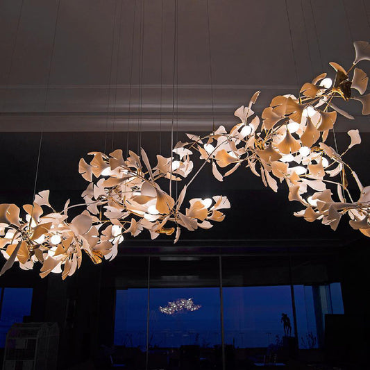 Olivia Luxury Ceramic Chandelier Large Foyer, Gingko leaf, Living Room