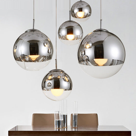 Valentina Industrielle runde Metall-Glas-Pendelleuchte für Wohnzimmer