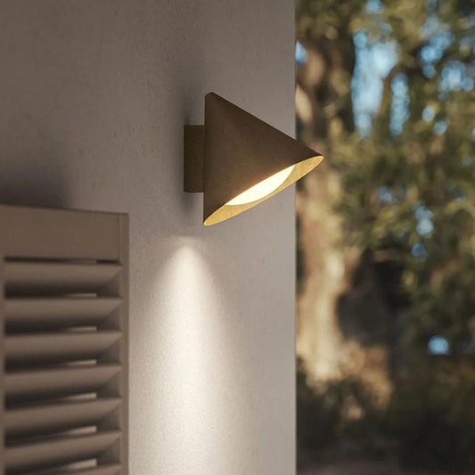 Ray Modern Minimalist Cone Metal Outdoor Waterproof Wall Lamp,Black/Gold