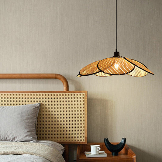 Ritta Willow geweven Wabi Sabi rotan hanglamp, zwart/wit