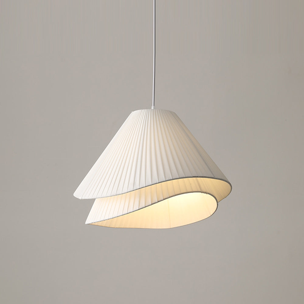 Ritta Minimalistische LED-Pendelleuchte mit doppelter Überlappung aus Stoff, weiß