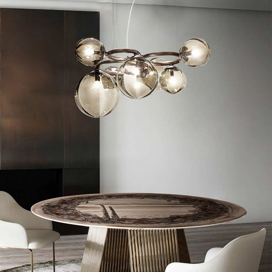 Valentina Modern Designe Wave Metal/Glass Pendant Light, White/Gold