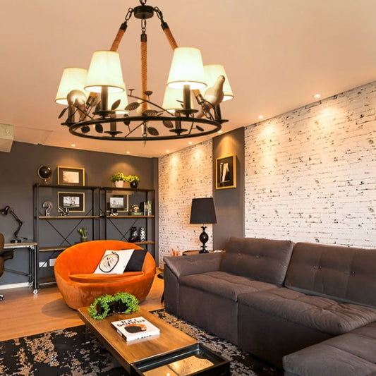 Epoch Vintage LED-Kronleuchter aus schwarzem Metall für Wohnzimmer/Schlafzimmer