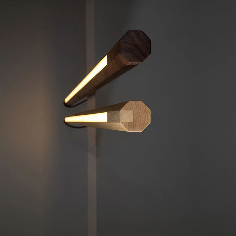 Ozawa Minimalistische lineare Stehlampe, Holz/, Wohnzimmer