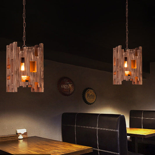 Epoch Retro rechthoekige hanglamp van metaal en hout