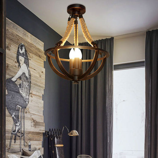 Alessio Vintage rustieke swag metalen hanglamp, zwart