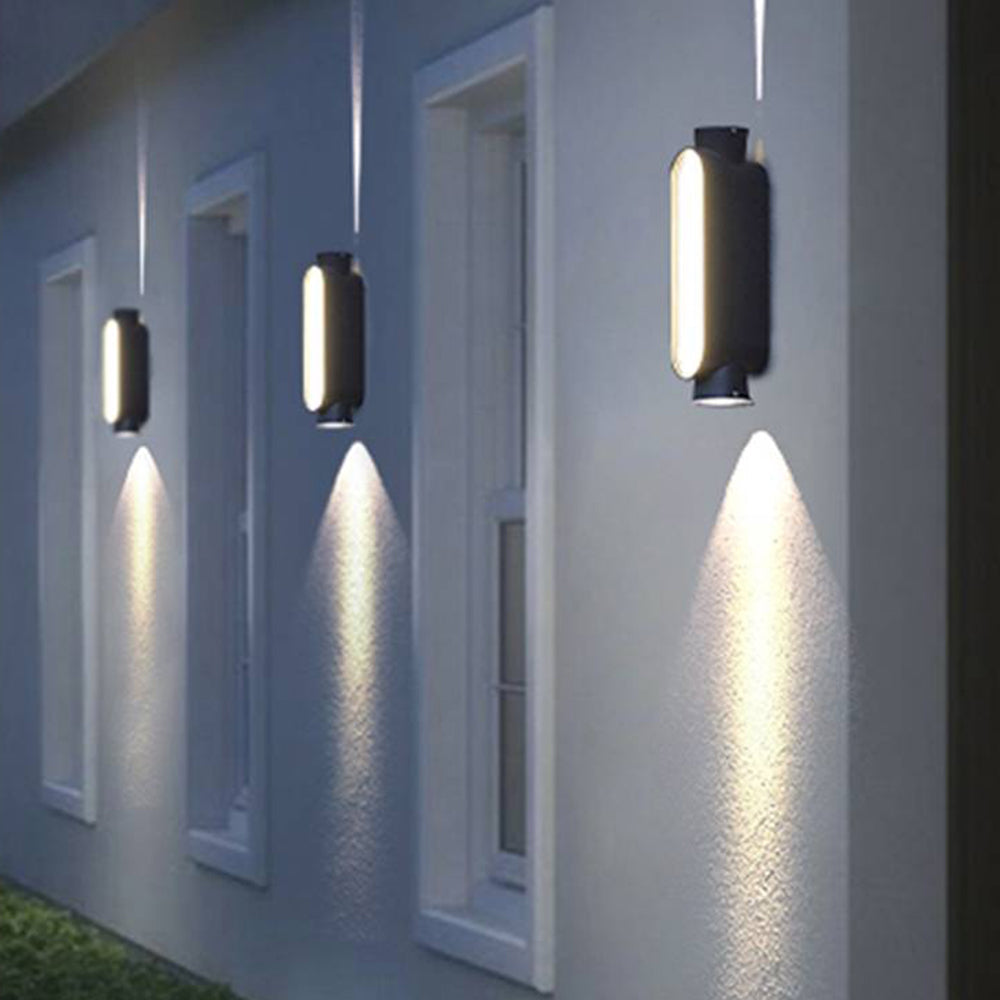 Lampe murale d'extérieur minimaliste haut/bas Ray, noir/blanc