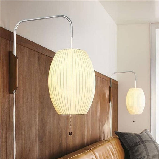 Ritta Binnenwandlamp Hout Woonkamer Modern Stof Rond