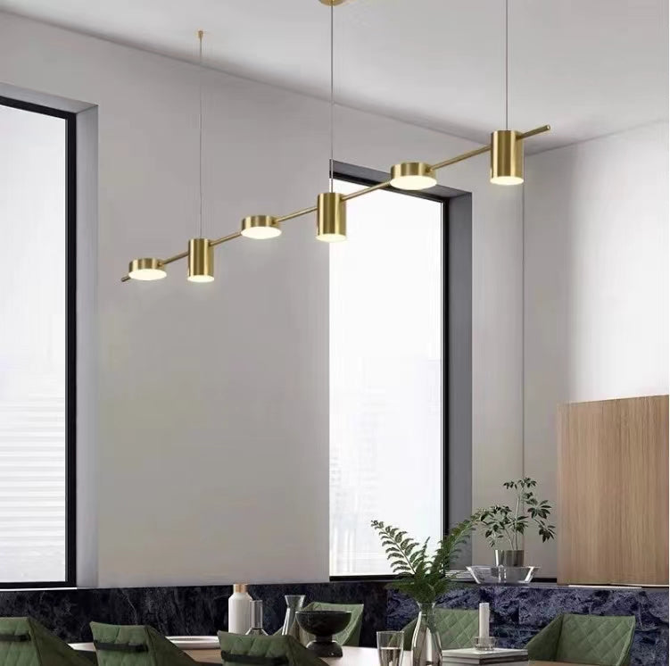 Arisha Minimalistische Pendelleuchte aus mehreren Metallen, Schwarz/Gold