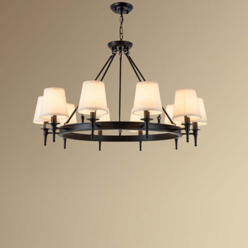 Lustre Silva vintage en métal et tissu, Noir/Cuivre