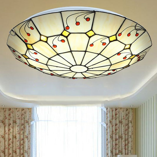 Tiffany rustieke glazen inbouwplafondlamp, wit, keuken