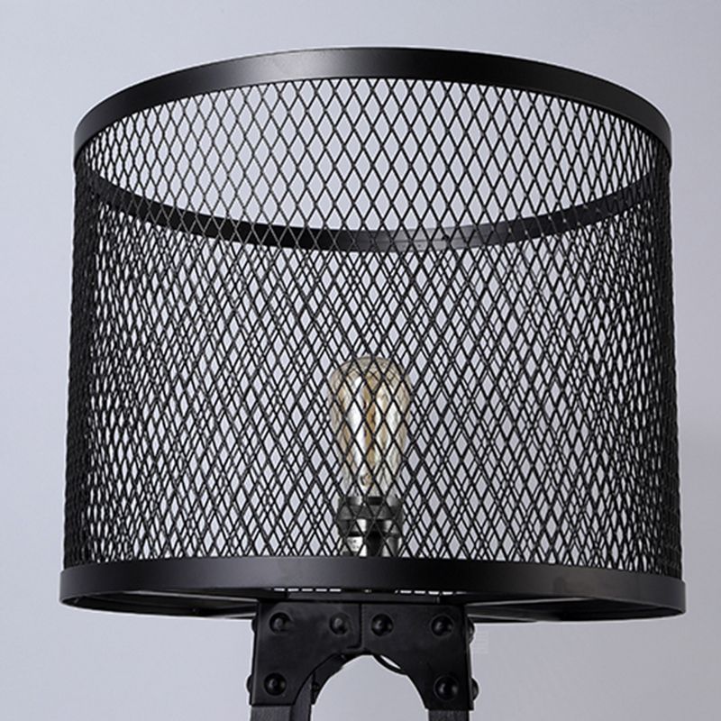 Alessio Modern Cylinder Mesh Screen Metal Floor Lamp, Black