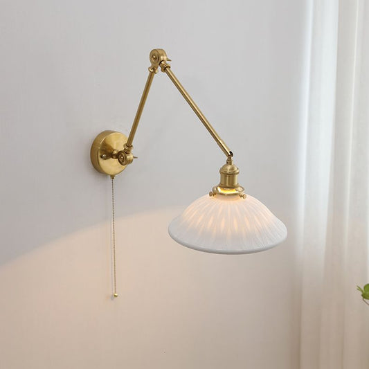 Arisha Wandlamp Modern Drum Keramiek Metaal Verstelbaar, Wit