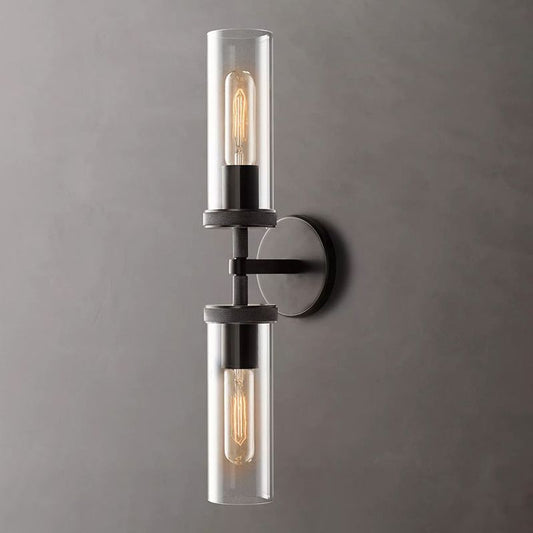 Arisha moderne cilindrische metalen led-wandlamp, zwart/koper