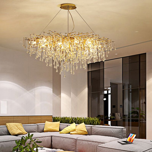 Arisha Hanglamp Kwastje Luxe, Metaal/Kristal, Goud, Slaapkamer