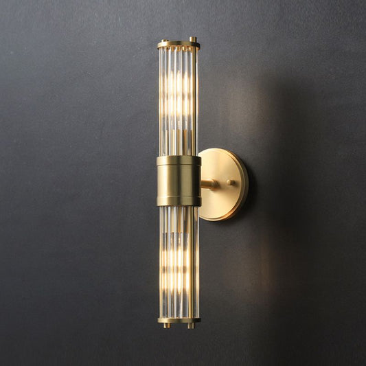 Kristy American Cylindrical Elegant Gold Glass/Metal Vanity Wall Lamp