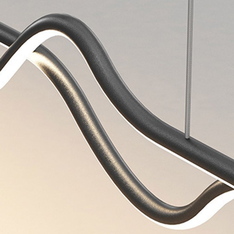 Arisha Moderne lineare Metall-Pendelleuchte, Schwarz/Weiß/Grau