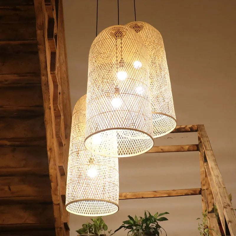 Ritta natürliche handgefertigte Bambus-LED-Pendelleuchte, Schlafzimmer