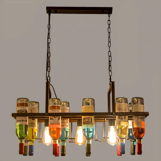 Austin Art-Deco Weinflaschen-Glas-Pendelleuchte, Rostfarben