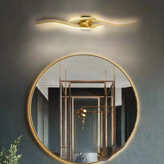 Arisha Applique murale LED linéaire moderne en métal, noir/doré