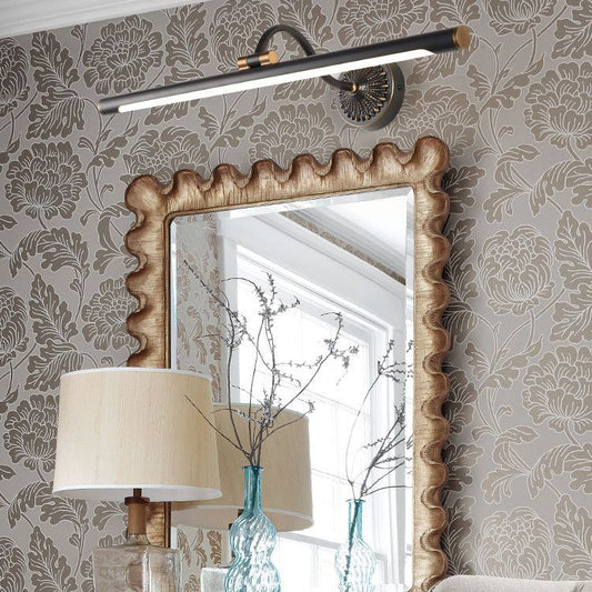 Tiffany Black Adjustable Reading Spotlight Wall Lamp, Metal/Wood