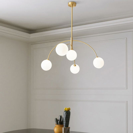 Valentina Pendelleuchte Globe Modern, Metall/Glas, Schwarz/Gold, Schlafzimmer