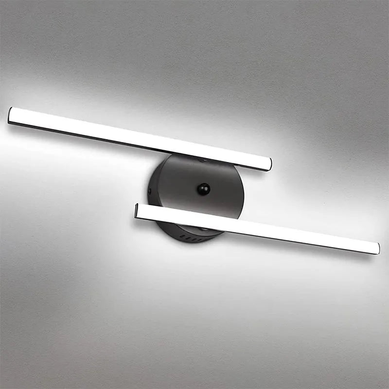 Arisha Modern Bi-Linear LED Vanity Wall Lamp, Black/Silver