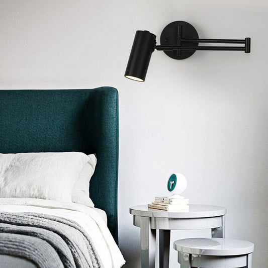 Aria Wandleuchte Cone Modern, Metall verstellbar, Schwarz/Gold, Schlafzimmer