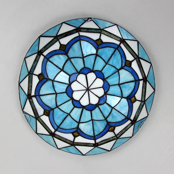 Plafonnier Tiffany coloré en verre, Chambre à coucher