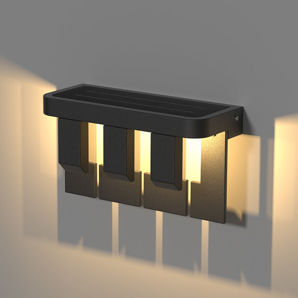 Ray Moderne minimalistische Metall-Solar-Wandleuchte für den Außenbereich, Schwarz