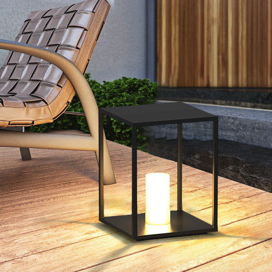 Ray Minimalist Rectangular Metal Solar Outdoor Ground Lamp