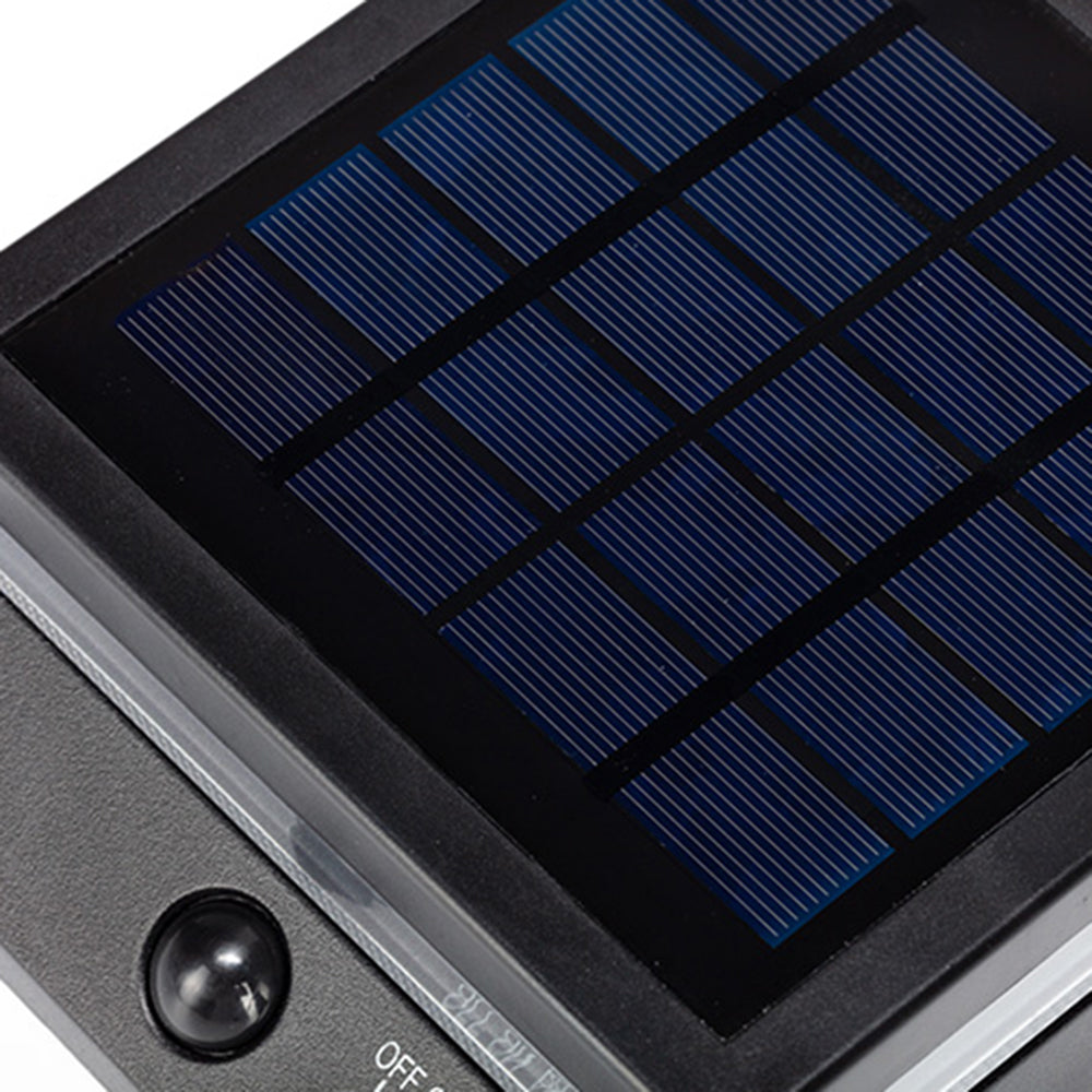 Ray Moderne, minimalistische Solar-Außenwandleuchte mit rechtwinkligem Sensor, wasserdicht, Schwarz