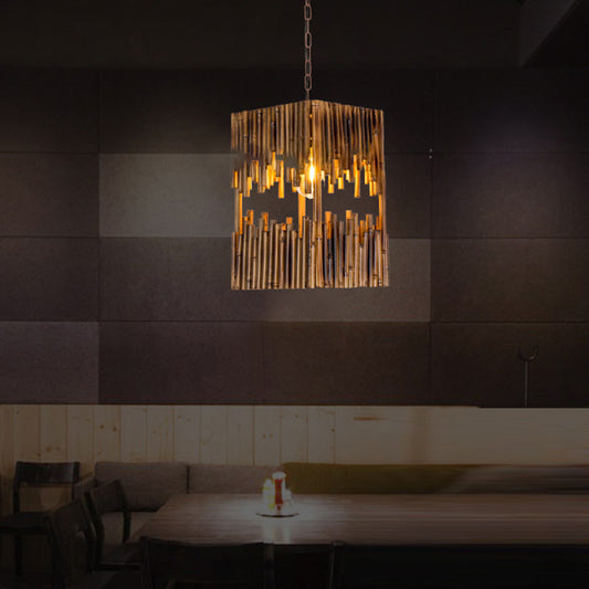 Epoch Retro rechthoekige hanglamp van metaal/hout