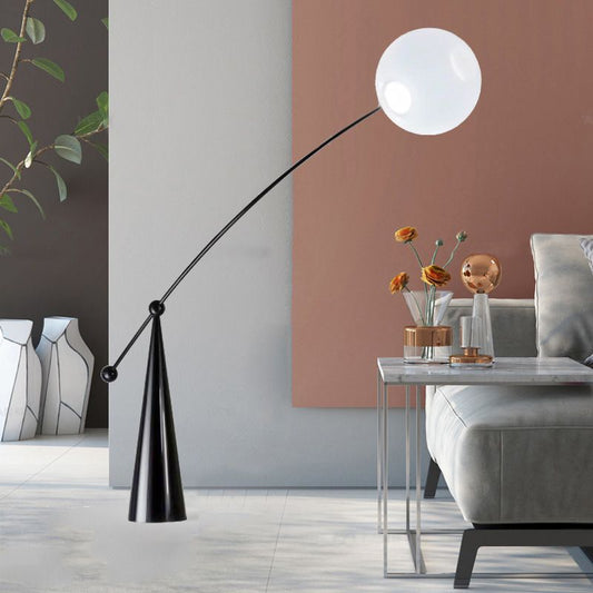 Valentina Floor Lamp Arc/Bubble Modern/Unique, Frosted Glass, White, Bedroom