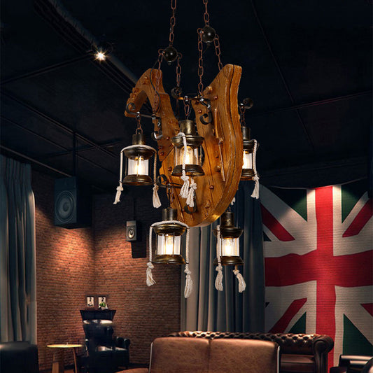 Epoch retro saxofoon metaal/hout hanglamp, walnoot