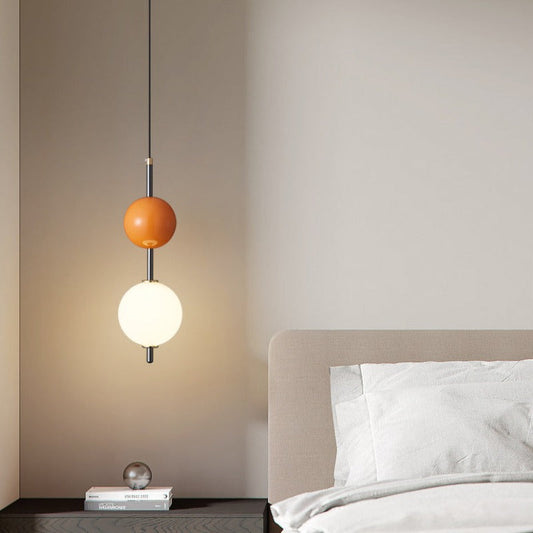 Moderne LED-Pendelleuchte Valentina aus rotem Metall für Schlafzimmer und Wohnzimmer