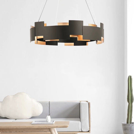 Arisha moderne ring metalen hanglamp, zwart