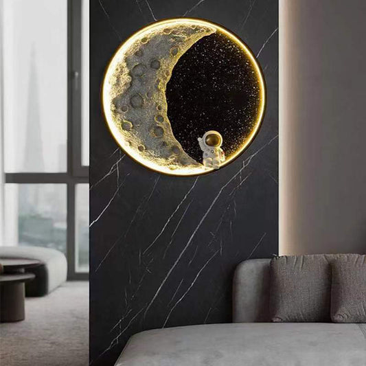 Aria Moderne Astronaut Moon Metaal Zwarte Wandlamp
