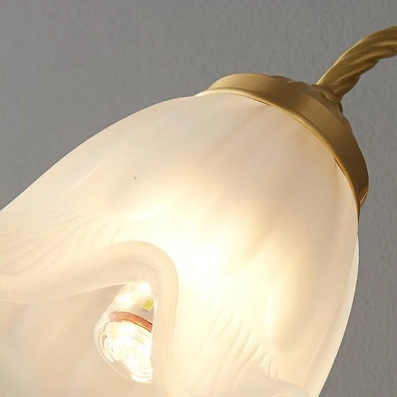Arisha Retro LED Indoor Wall Lamp Gold Glass Flower-shaped Design Bedroom