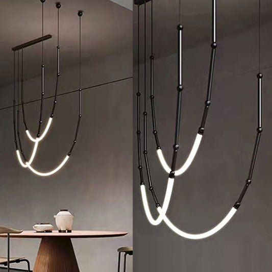 Arisha moderne lineaire hanglamp van metaal/siliconen, zwart