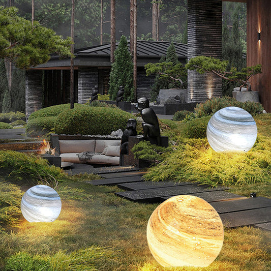 Lampe solaire décorative de sol pour l'extérieur Ray Planet, Curry au lait/Bleu