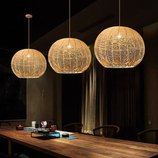 Ritta Designer ronde handgemaakte rotan hanglamp, eetkamer