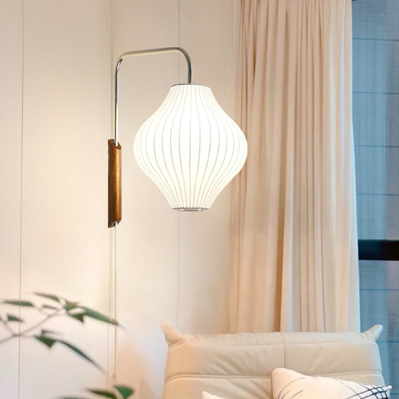 Ritta Indoor Wall Lamp Wood Living Room Modern Fabric Round