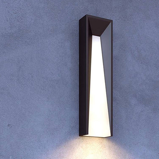 Ray Moderne rechteckige Außenwandleuchte aus Metall, Schwarz/Weiß