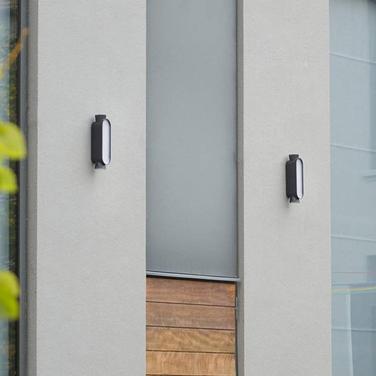 Ray Minimalistische Up/Down-Außenwandleuchte, Schwarz/Weiß
