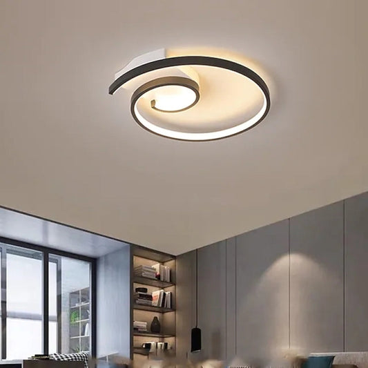 Arisha Modern Spiral Shaped Metal Ceiling Light, Black/White