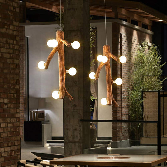 Epoch Nordic LED Kronleuchter Holz Wohnzimmer Esszimmer Schlafzimmer